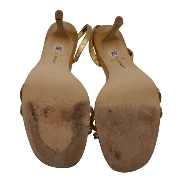 Larroude Anne Slingback Heels Sandals Gold Metallic Leather Size 10 - Picture 6 of 7